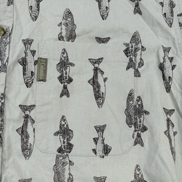 Vintage Columbia Button Down Shirt Mens Large Fly Fishing Lures All Over Print - Picture 3 of 8